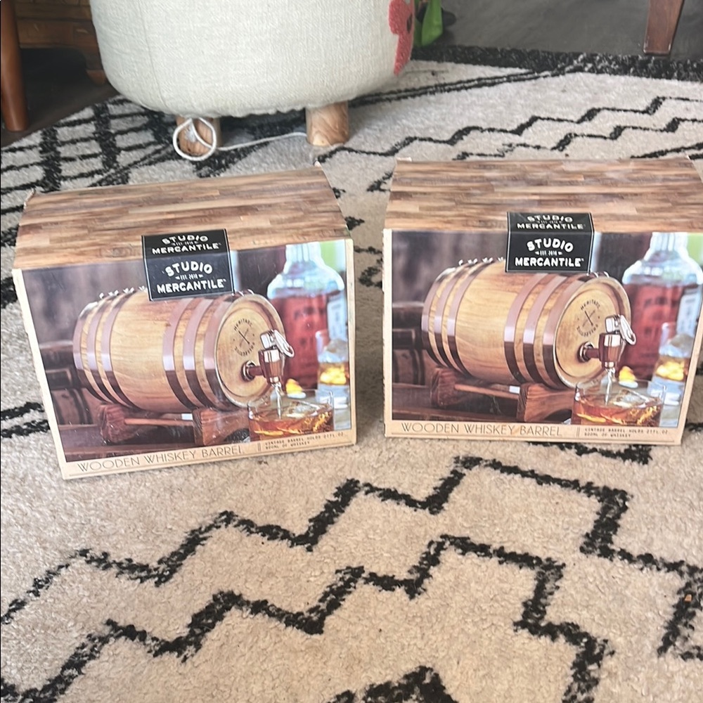 Two Wooden Whiskey Barrel Dispenser (one box is 40$)